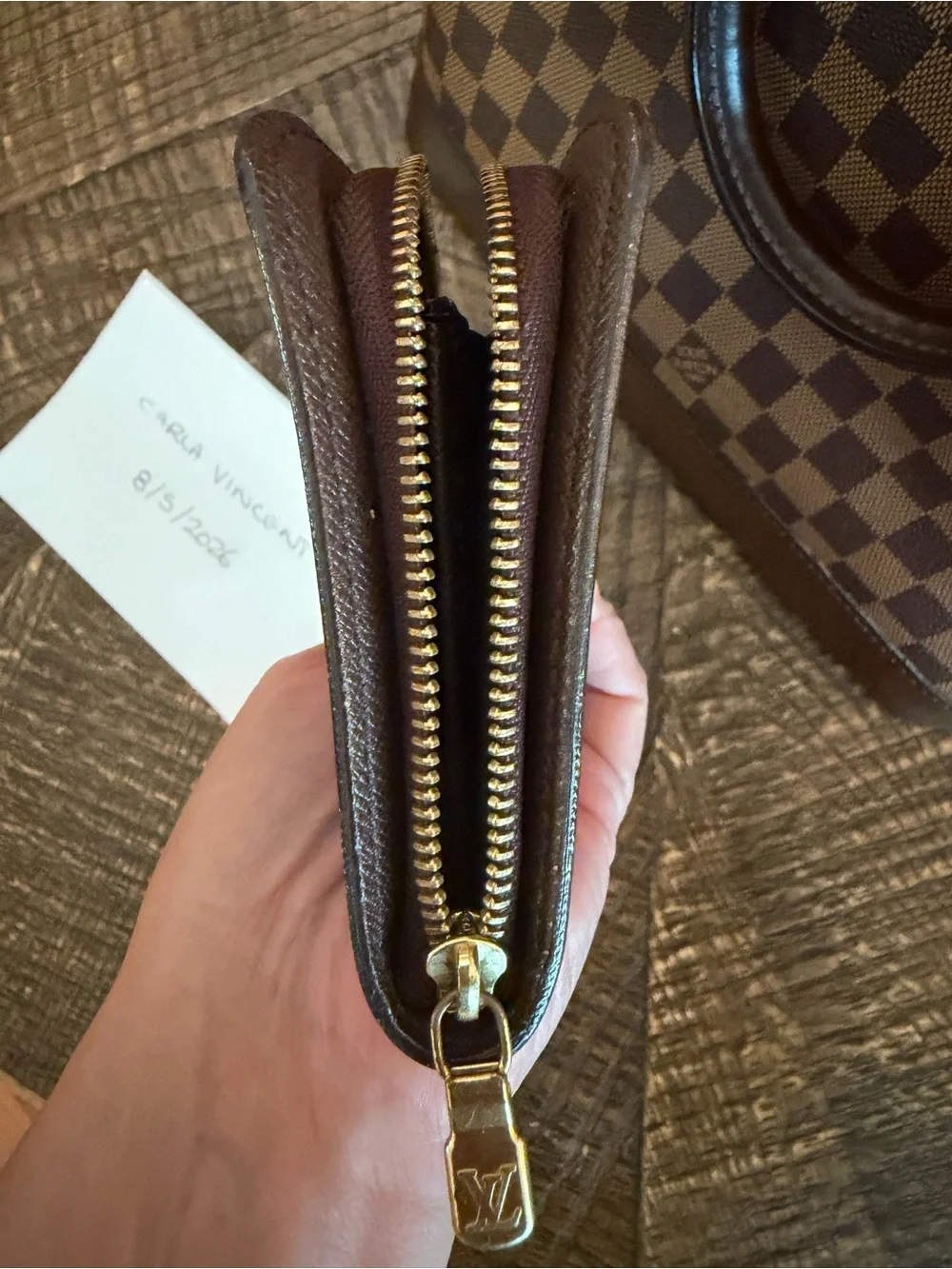 LV Alma PM Brown Check & Matching Wallet
